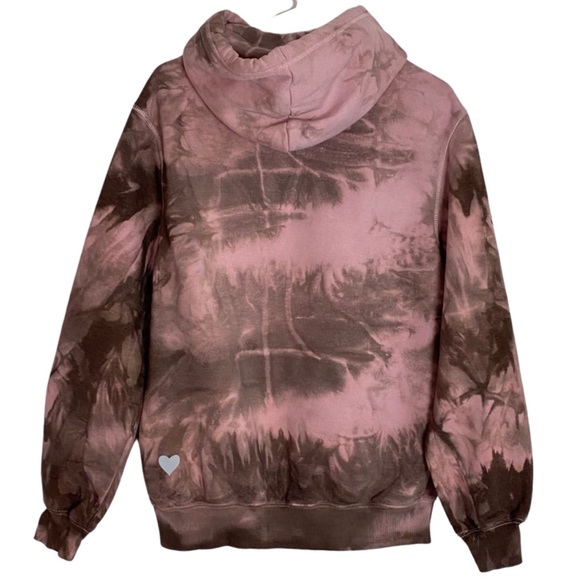 Custom Tie Dye Reflective Heart Pullover Sweatshirt Hoodie wPocket Womens Medium - Picture 2 of 13